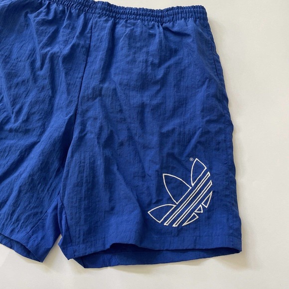 Vintage Adidas Swim Trunks Y2K Trefoil Logo Lined Board Shorts Blue 3 Stripe 90s - Picture 3 of 11